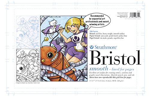 Strathmore (25-611 STR-25-611 24 Sheet Smooth Bristol Pad, 11 by 17", Blue Lined