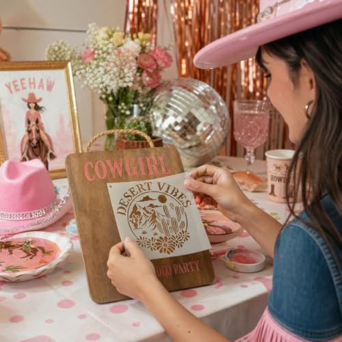 16 Cowgirl Stencils for Western Party Signs, Rodeo Gifts, Journals, Tags | 6 Inch PET Templates for Cowgirl Room Decor, Gift Bags, Country Crafts, and Small Boards - color: Cowgirl