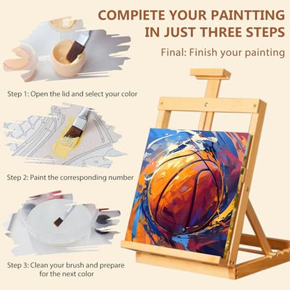 Reivworl Framed Basketball Paint by Numbers Kit for Adults Beginner 10×10 inch - color: 09-Basketball