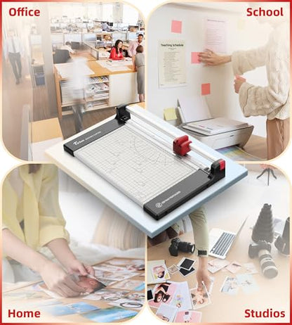 Firbon 12 Inch Rotary Paper Trimmer with Replaceable Blade | Heavy Duty 6-Sheet Capacity | Cut Paper, Cardstock, Photo & Scrapbooking Crafts | Office, School & Home Use - size: 12-Inch