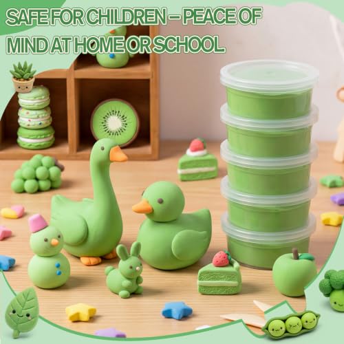 VioraWhite 48 Pcs Air Dry Clay Bulk 1.6lb Modeling Clay Kit,Light Green | Soft & Stretchable, Magic Foam for Kids, DIY Molding, Arts & Crafts, Boys Girls Party Favors, Cosplay Sculpting Supplies - color: Light Green