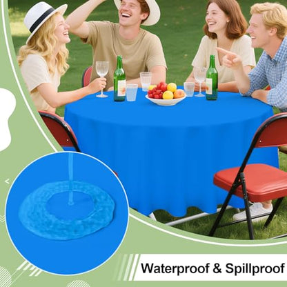 misaya 6 Packs Plastic Table Cloth Blue Disposable Tablecloth - color: Blue, size: 84" Round