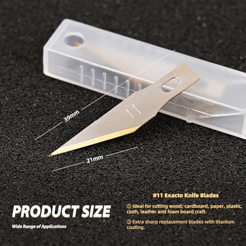 EHDIS Precision Craft Hobby Knife Blades # 11 Titanium Coated Blade Refill Hobby Art Blades Cutting Tool with Storage Case for Craft, Hobby, Scrapbooking, Stencil-20 Pack (Pack of 20) - size: Pack of 20