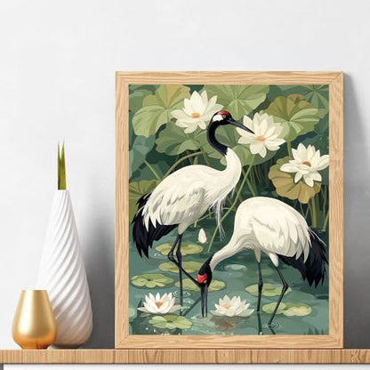 Natuyalo Paint by Numbers for Adults - Adult Paint by Number Kits Painting on Canvas Crane in Pond Painting by Numbers for Beginners, DIY Art Craft Kits for Adults (16x20 Inch) - color: ART-07