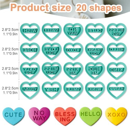 20pcs Heart Shape Polymer Clay Cutter Set with Inspiring Words Clay Cutters for Jewelry Making - color: Inspiring Words