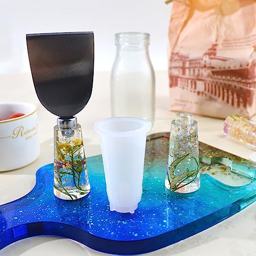 4 Pcs Tableware Resin Molds Charcuterie Board Knife Base Handle Epoxy Mold Cheese Shape Hilt Knife Fork Resin Casting Molds for DIY Cutlery Handle