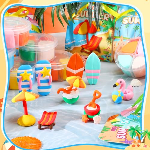 Capoda 30 Sets Summer Air Dry Clay Kits for Kids Back to School Gifts Bulk - style: Summer
