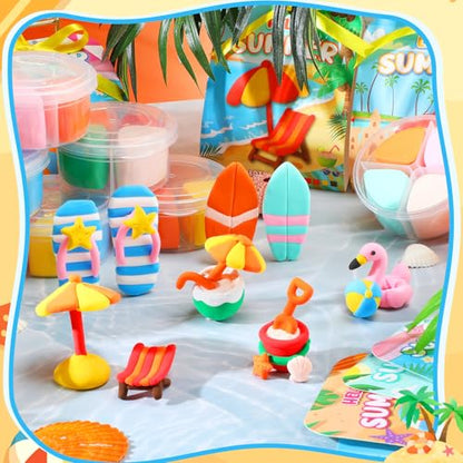 Capoda 30 Sets Summer Air Dry Clay Kits for Kids Back to School Gifts Bulk - style: Summer