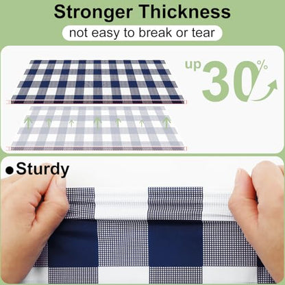 4 Packs Buffalo Disposable Table Cloth, 54 x 108 Inch Waterproof Plastic Tablecloth, Rectangle Navy and White Checkered Table Covers for Picnic, Birthday, Party, Back to School - color: Navy and White, size: 54" x 108" - 4 Pack