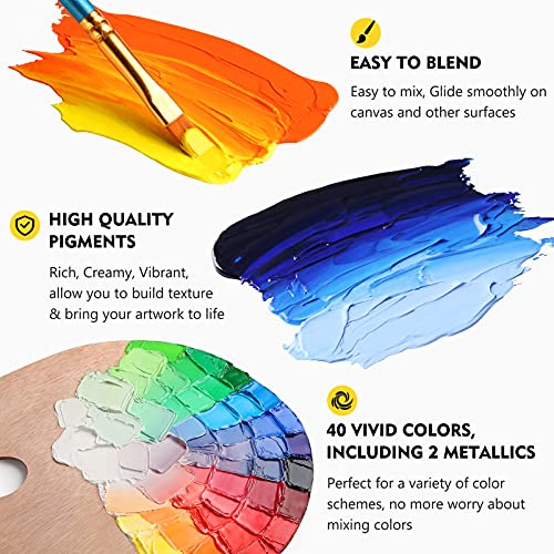 Magicfly Oil Paint, 40pcs (18ml/0.6oz) Oil Paint Set, Oil Paints on Canvas | Professional Oil Painting, Non-toxic, Creamy Texture, Rich Pigments, Easy to Blend, Suit for Artists/Students/Beginners/Kids - size: 40 Colors x 18ml(0.6oz)
