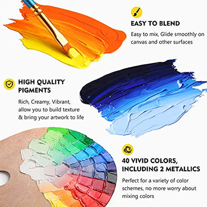 Magicfly Oil Paint, 40pcs (18ml/0.6oz) Oil Paint Set, Oil Paints on Canvas - size: 40 Colors x 18ml(0.6oz)