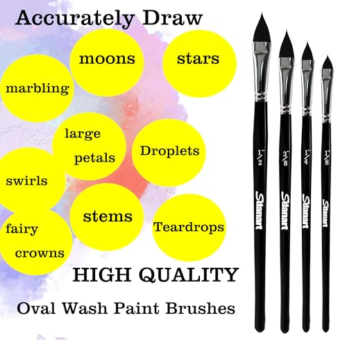Sdanart Cat Tongue Watercolor Brushes,4 PCS Oval Wash Paint Brushes | Floral Petal Watercolor Brush，Pointed Oval Paintbrush Professional Cat's Tongue Paint Brush Artist Painting Paintbrushes