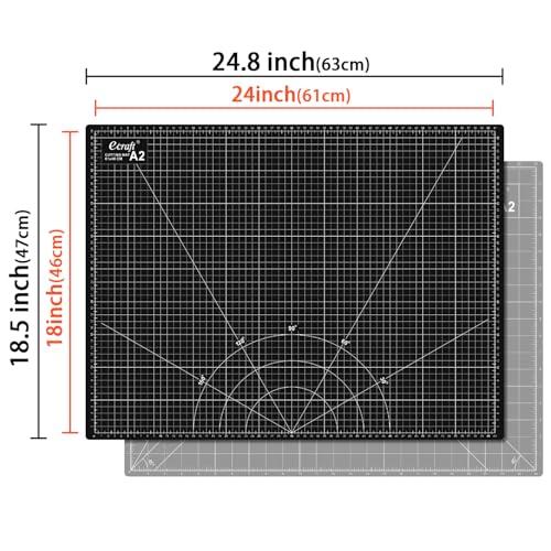 Self Healing Cutting Mat:18" x 24" Double Sided 5-Ply Hobby Mat, A2 Rotary Cutting Sewing Mat for Crafts, Fabric,Sewing,Quilting,Scrapbooking,Projects,Grey/Black - color: Grey/Black, size: 24"L x 18"W