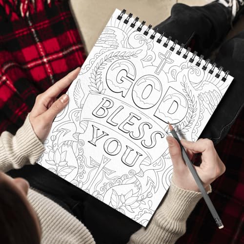 SOUTHERN LOTUS Flowers Patterns Hardcover Pages Poster God Bless You Spiral Coloring Book for Adults with Inspirational Bible Phrases Motivational Quotes Mindfulness Relaxing