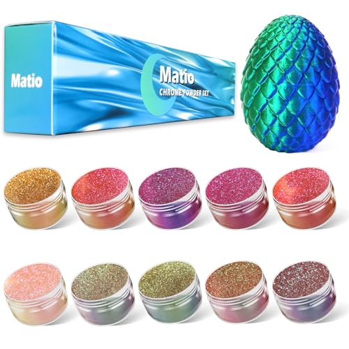 Matio Chameleon Mica Powder, 10 * 5g Chrome Powder, Pearlescent Effect | Color Shift Pigment, Mica Powder Set for Epoxy Resin, Soap Candle Dye, Nail Art,DIY Bath Bombs, Painting, Slime Pigment - color: 10 Colors Colorful