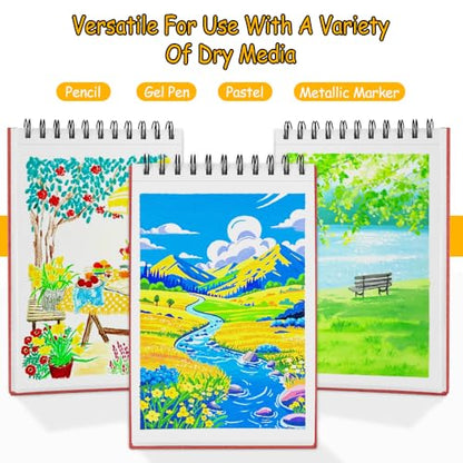 8.3x5.8 Sketch Book,Art Sketchbook for Drawing Pad,Mixed Media Sketchbook - color: TopSpiral-BrightWhite-Red