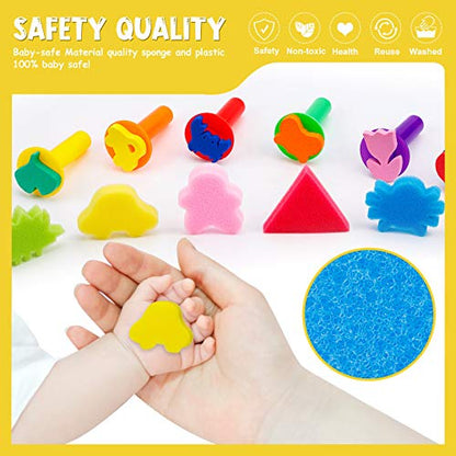 42Pcs Paint Sponges for Kids, Sponge Paint Stamps