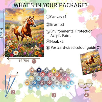 Arttoplus Horse Paint by Numbers Kit for Adults Beginner 16x20 inch - color: MT22581-US