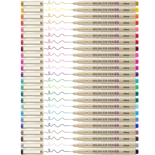 24 Colors Fineliner Pen Set, 05 Tip Fine Point Drawing Pens - color: 24 Colors