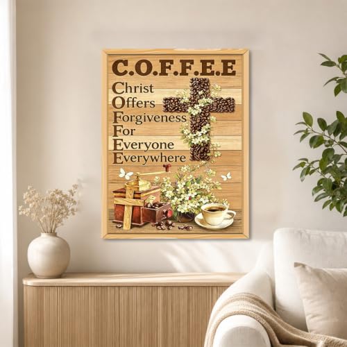 WULINHUAFA Coffee Diamond Painting Kits for Adults 12x16 inch | Christian Diamond Art Kits for Beginner, 5D Full Round Drill Gem Art Painting Kits for Home Wall Decor - color: Coffee