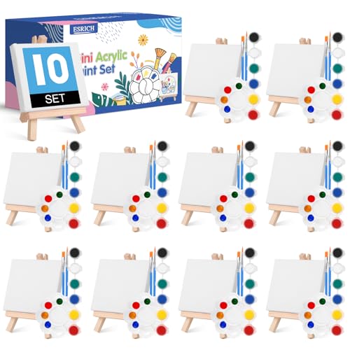 ESRICH 10 Set Canvas Painting Kit, Mini Acrylic Paint Set - size: 10 set 4 x 4 inches