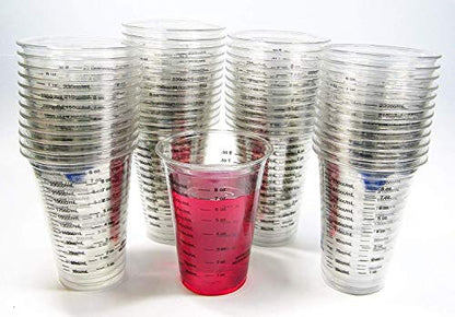NSI 50 8oz Disposable Graduated Clear Plastic (PET) Cups for Mixing Paint, Stain, Epoxy, Resin