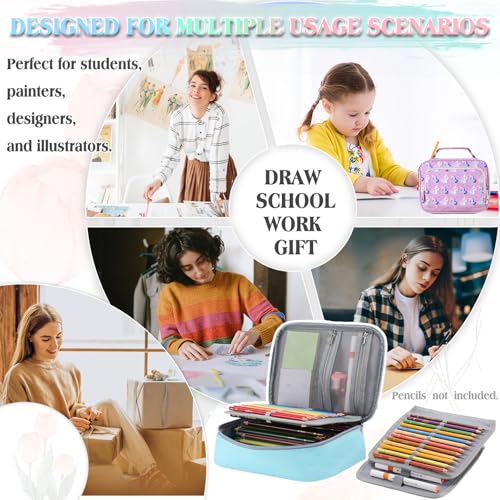 VX VONXURY Large Pencil Case, 54-Slot Colored Pen Pouch 2 Removable Sleeves - color: Turqoise