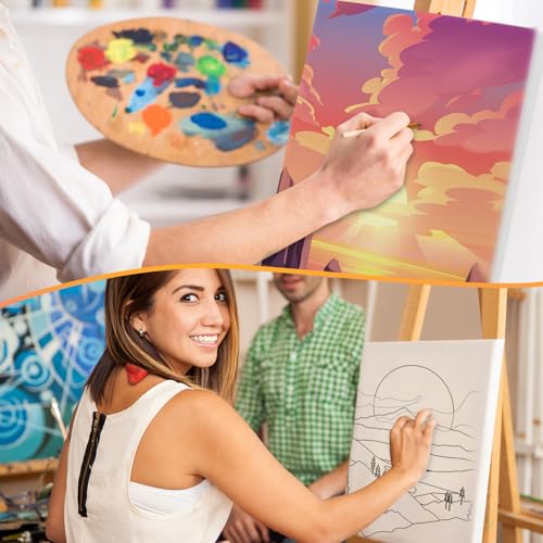 Chuangdi 10 Pcs Landscape Pre Drawn Canvas for Painting Pre Printed Paint and Sip Party Supplies 8 x 10 Inch Stretched Outline Board Painting Kit for Adults Beginner Artist DIY - style: Landscape
