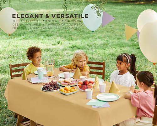Utopia Kitchen Plastic Table Cloth Disposable (12 Pack - 54x108 Inch) Gold Rectangle Tablecloth Waterproof Stain Resistant Party Table Cover - color: Gold, size: 54X108 Inch - 12PC