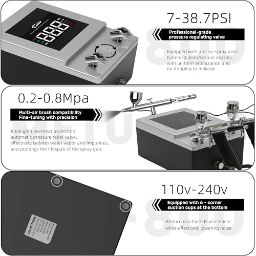 Colima Airbrush Compressor, Air Compressor with 0.5–30 PSI Air Control - color: Airbrush Compressor