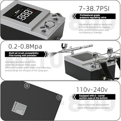 Colima Airbrush Compressor, Air Compressor with 0.5–30 PSI Air Control - color: Airbrush Compressor
