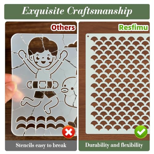 Texture Stencils for Crafts Reusable 9Pcs Stencils(5.9X5.9 Inch) - color: Texture 14