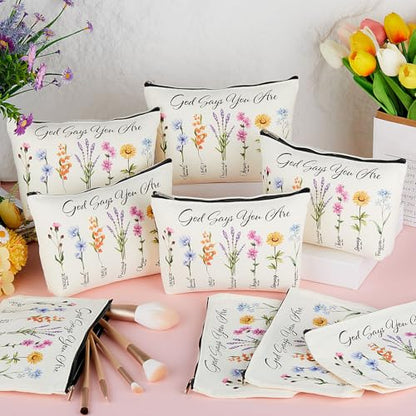12 Pcs Christian Makeup Bags for Women, Bible Verse Cosmetic - style: Elegant Style