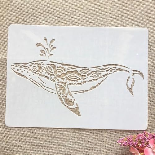 TIAMECH A4 Reusable Mandala Whale Stencil for Painting - style: Mandala Whale