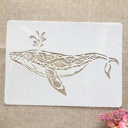 TIAMECH A4 Reusable Mandala Whale Stencil for Painting - style: Mandala Whale