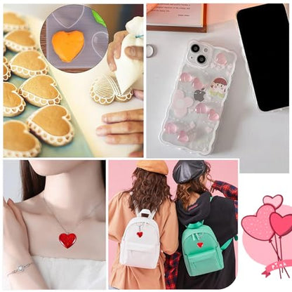 5 Pcs Jewelry Resin Molds - Silicone Heart Resin Casting Molds for Epoxy & Jewelry Making - color: 5pcs-135x120x8.5mm-heart resin silicone mold