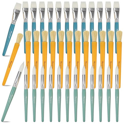 Kids Paint Brushes Set, 36 Pack Brushes for Children and School | Washable Round & Flat Art Brushes Perfect for School Painting & Home Crafts - size: 36PCS