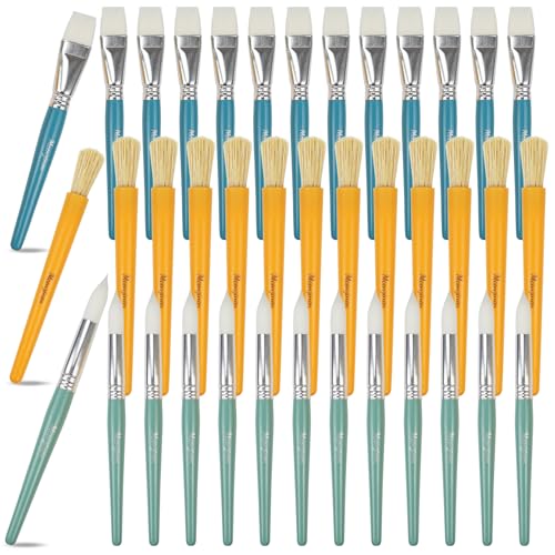 Kids Paint Brushes Set, 36 Pack Brushes for Children and School | Washable Round & Flat Art Brushes Perfect for School Painting & Home Crafts - size: 36PCS
