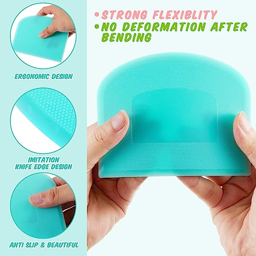 Thyle 36 Pcs Plastic Dough Scrapers Set, Flexible Bowl Scraper for Baking Bread Pizza Cake Pastry, Dough Cutter Scraper Tool for Kitchen, 4 Colors (White Pink Green Blue), 4.69 x 3.7 Inch