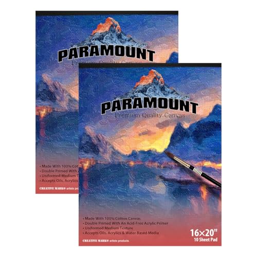 Paramount Universal Primed Premium Cotton Canvas Pads - 2 Pack - 16" x 20" - Universal Double Primed Cotton Canvas Pads for Drawing, Painting, Travel, & More - size: 16" x 20"