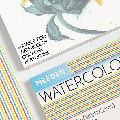 MEEDEN Cotton Watercolor Paper Block: 5" x 7" Hot Pressed of 20 Sheets - color: Hot Press, size: 5×7"