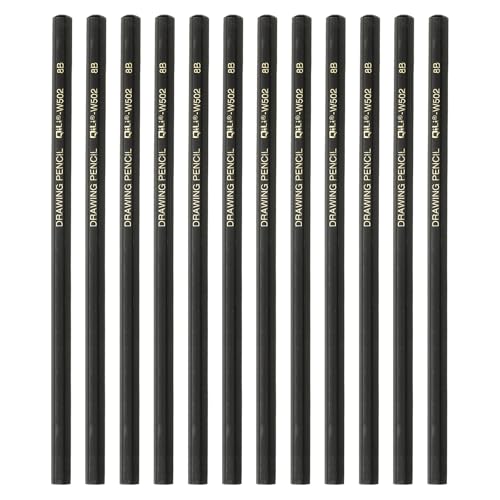 PATIKIL 12Pcs 8B Drawing Pencils for Sketching, Hexagonal Sketch Pencils for Drawing Writing Art Sketching Artists Beginners, Black - style: 8B
