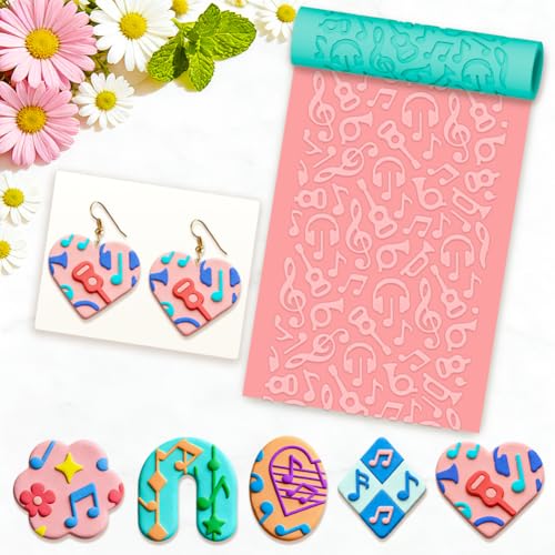 beinkmake 5Pcs Music Pattern Polymer Clay Texture Rollers, Plastic Clay Tools with Storage Case for DIY Jewelry Making, Scrapbooking, Pottery Crafting - color: Music Pattern
