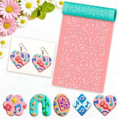 beinkmake 5Pcs Music Pattern Polymer Clay Texture Rollers, Plastic Clay Tools with Storage Case for DIY Jewelry Making, Scrapbooking, Pottery Crafting - color: Music Pattern