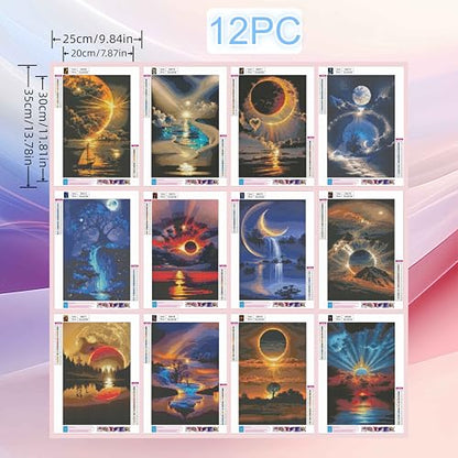 12 Pack Sunset Diamond Art Kits for Adults,5D Diamond Painting Sets - color: KM469-KM480-1