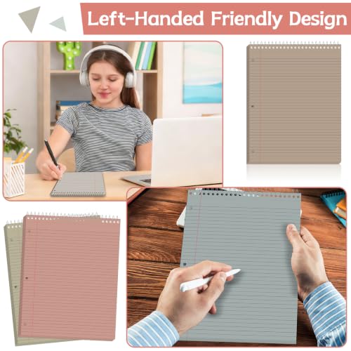10 Packs 8.5 x 11 inch Top Spiral Notebook with 3 Hole Punched Legal Pads 40 Sheets College Ruled Notepad Hard Cardboard Paper Wirebound Pads for Business School Office Home Supplies (Morandi) - color: Morandi
