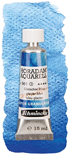 Schmincke - HORADAM® AQUARELL, Super Granulation, 14 961 006 Glacier Blue, 15 ml tube, very strong granulating colors, finest, super granulating watercolors | 15 ml - color: 961 glacier blue, size: 0.51 Fl Oz (Pack of 1)