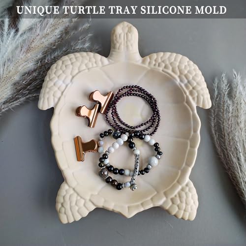 Wehous Texture Turtle Tray Resin Mold, Storage Tray Silicone Molds for Epoxy Resin, Creative Marine Animal Container Jewelry Holder Trinket Plate Mold Turtle Concrete Clay Craft Halloween Home Decor - color: Big Turtle Tray