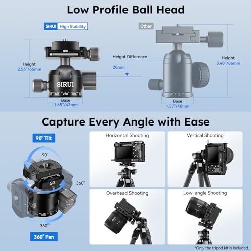 SIRUI AM-224S+G0 Carbon Fiber Mini Tripod, G0 Low Profile Ball Head - style: AM-224S+G0