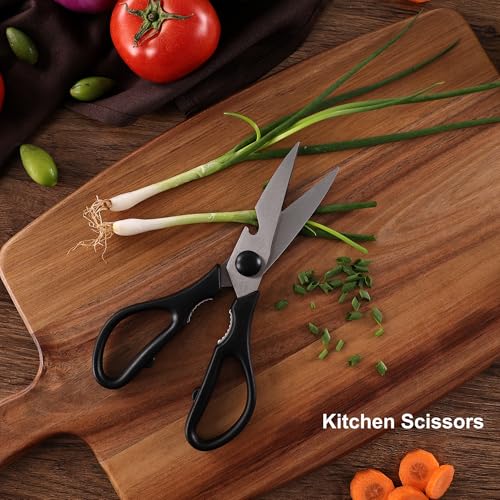 ROMANTICIST Knife Set, 10 Pieces Knife Block Set - Stainless Steel Kitchen Knives with Sharpener and Cheese Knife, Non-Slip Ergonomic Handles, Exquisite Knives Set - Stylish Black - color: Silver round knife block